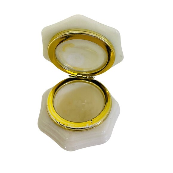 Vintage Genuine Alabaster Trinket Box With Floral Design Made In Italy - Picture 4 of 9